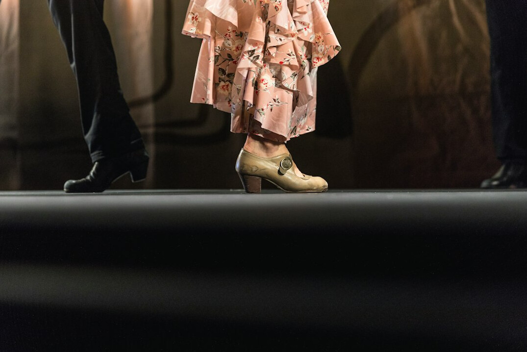 Fashion runway show with models walking